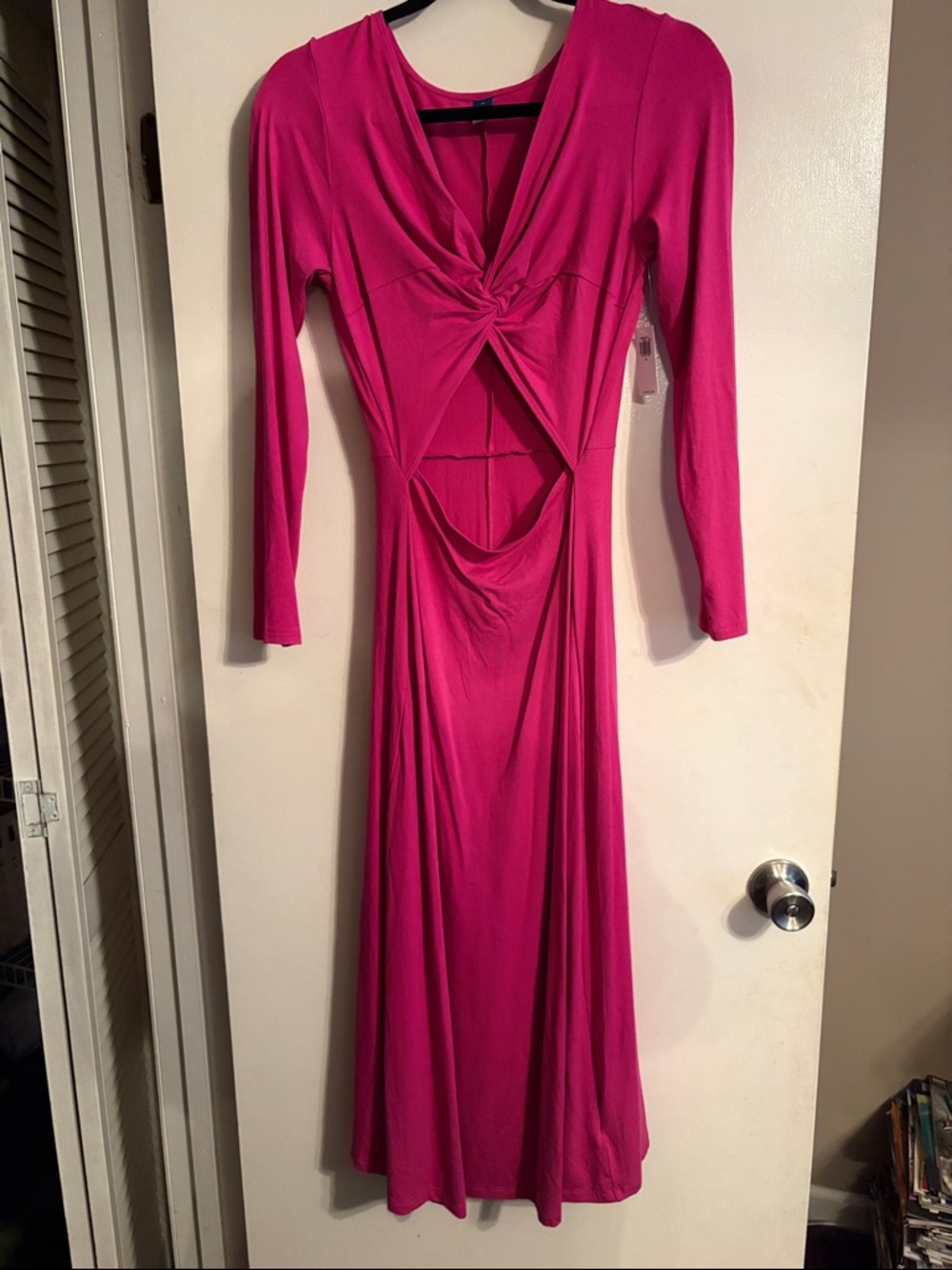 Old Navy Fuchsia Long Sleeve Cutout Maxi Dress